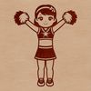 An illustration of a girl in a cheerleading outfit.