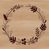 A floral design made from intertwined flowers in a circular pattern.