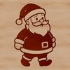Illustration of Father Christmas in traditional red suit holding gifts