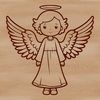 A vector illustration of a serene angel with delicate wings.