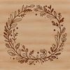 A vector art illustration of a stylized wreath made up of intertwined flowers and foliage.