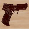 A detailed illustration of a pistol, created as a vector graphic.