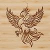 A mythical creature with fiery plumage and outstretched wings, depicted in vector format.
