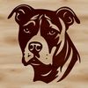 A high-quality SVG graphic featuring a close-up of a pet pitbull's face with bold features.