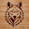 Wild Wolf Head Silhouette A digital illustration of a wolf's head with detailed fur texture.