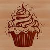 A single-tiered cupcake with creamy frosting on top, suitable for various uses including graphic design and crafting.
