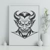 Devilish Creature Vector Art A dark, horned figure with wings and a fiery aura, representing the devil.