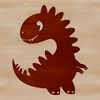 A colorful illustration of a baby dinosaur in a prehistoric setting.