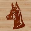 Doberman Pinscher Portrait Vector Graphic A close-up illustration of a Doberman Pinscher's head, suitable for vector art and design projects.