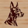 Doberman Pinscher Breed Icon A precision-drawn SVG design featuring the distinctive markings and facial structure of a Doberman Pinscher breed.