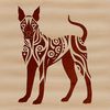 A detailed illustration of a standing Doberman Pinscher, suitable for clipping or cutting.