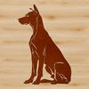 A high-quality digital representation of a Doberman Pinscher breed of dog, sitting in a neutral pose.