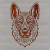 A German Shepherd Breed Portrait A vector graphic representation of a dog breed commonly kept as pets.