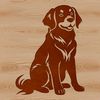 Golden Retriever Clip Art A illustration of a sitting golden retriever with brown fur.