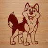 Standing Dog Vector Illustration A vector illustration of a standing husky dog, suitable for digital cutting machines or laser cutters.