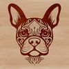 A detailed illustration of a Boston Terrier's head, featuring intricate design elements.