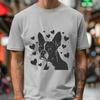 Love-Filled Boston Terrier Illustration SVG Boston Terrier dog breed illustration with love hearts surrounding its head.