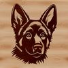 Majestic German Shepherd Face Illustration A close-up illustration of a German Shepherd's head with distinctive markings and facial features.