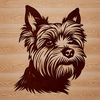 Portrait illustration of a small dog breed, specifically a Yorkshire Terrier.