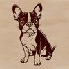 Boston Terrier Line Art Vector A simple line drawing of a sitting Boston Terrier dog breed, suitable for vector graphics and digital design.