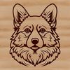 Corgi Portrait A close-up illustration of a Corgi's head, featuring a small dog breed with ears and facial features.