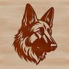 German Shepherd Portrait SVG A portrait illustration of a German shepherd dog's head with details and textures.