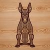 A sitting Doberman Pinscher with ornate details, suitable for personal or commercial vector art projects.