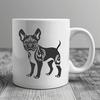 Beautiful Ornate Dog Illustration A close-up illustration of a standing Boston Terrier dog breed in detailed ornate style.