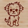 Sitting Pup Illustration SVG A simple line drawing of a sitting Morkie dog breed.