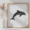 A vector graphic depiction of a wild marine mammal in its natural habitat.