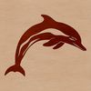 A stylized illustration of a dolphin, a marine mammal found in oceans worldwide.