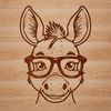 Cute Donkey Head SVG A cartoon donkey's head with glasses on, designed as vector art.