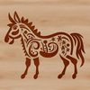 A standing donkey with ornate details, suitable for use in vector design projects.