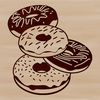 A digital illustration of a colorful donut with frosting and sprinkles, suitable for vector art and design projects.