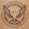 A white dove perched on a branch in simple vector design.