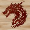 Vector Illustration of a Majestic Dragon's Head A mythical creature's head with scales and wings, depicted in vector format.