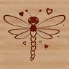 Love Heart Decorations with Dragonfly A colorful dragonfly with love hearts depicted in a vector style, suitable for various design applications.