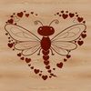 Dragonfly Design with Love Hearts An SVG design featuring a stylized dragonfly with heart motifs incorporated into its wings and body.