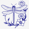 Dragonfly Illustration with Floral Patterns A stylized digital illustration of a dragonfly in flight, featuring delicate floral patterns on its wings.
