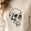 Gothic Skull Design with Dripping Liquid Effect A gothic-inspired design featuring a skull with dripping liquid, suitable for Halloween decorations or artwork.