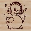 A stylized illustration of a duck with headphones on its head, suitable for digital design and crafting projects.