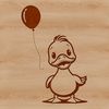 A simple illustration of a duck with a balloon.