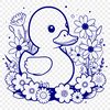 White Duck Floral Illustration A digital illustration of a white duck surrounded by colorful flowers.