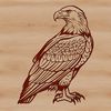 An illustration of a bird perched on a branch, featuring the distinctive shape of an eagle's beak and feathers.