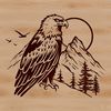 Winged Majesty Perched on a Tree Branch A majestic bird with outstretched wings perched on a branch, depicted in vector format.