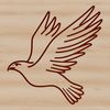 A detailed illustration of a soaring eagle in flight, rendered as a vector graphic.