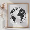 A vector illustration of a globe representing the planet Earth.
