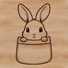 Vector Bunny Design Free Download A small rabbit peeking out from behind a pocket, created as vector art for digital use.