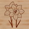 A single, blooming daffodil flower with yellow petals and green stem.