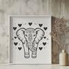 Love Elephant SVG A stylized illustration of an elephant surrounded by heart shapes.